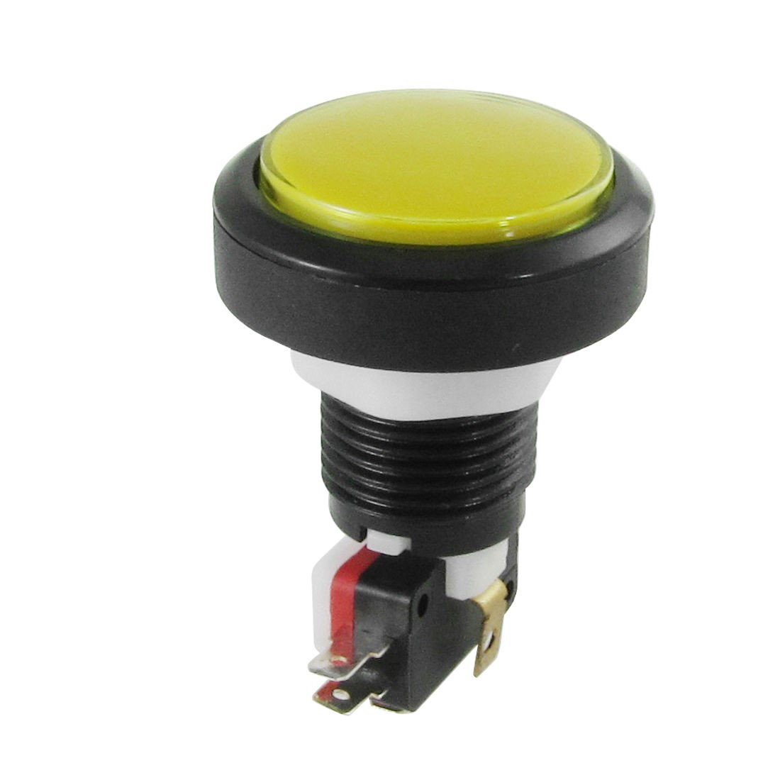 12V DC LED Light Illuminated Yellow Round Momentary Push Button Switch 1 NO 1 NC
