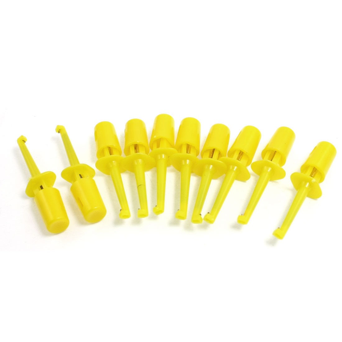 10 Pcs Plastic Multimeter Test Hook Clip Grabber Yellow 1.7" for PCB SMD IC