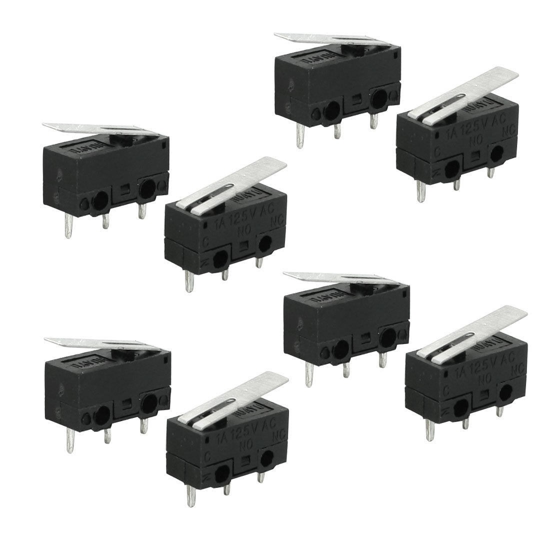 NO NC Contact Short Hinge Lever Actuator Mini Micro Limit Switch AC125V 1A 8 Pcs