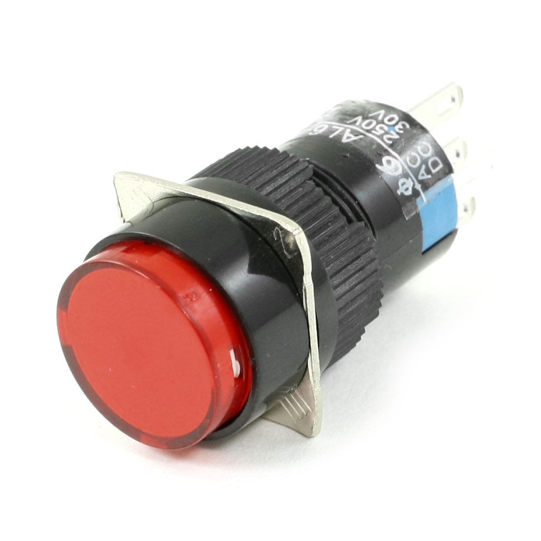 Red Round 1NO 1NC 5 Pins Momentary Push Button Switch AC 250V 3A DC 30V 5A