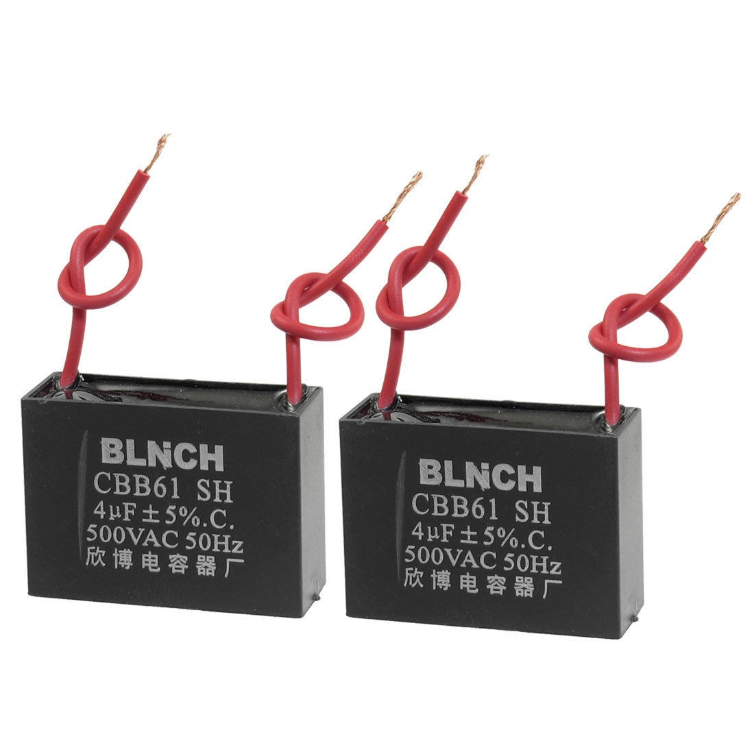 2 Pcs CBB61 Model 4uF AC 500V Rectangle Non Polar Motor Run Capacitor