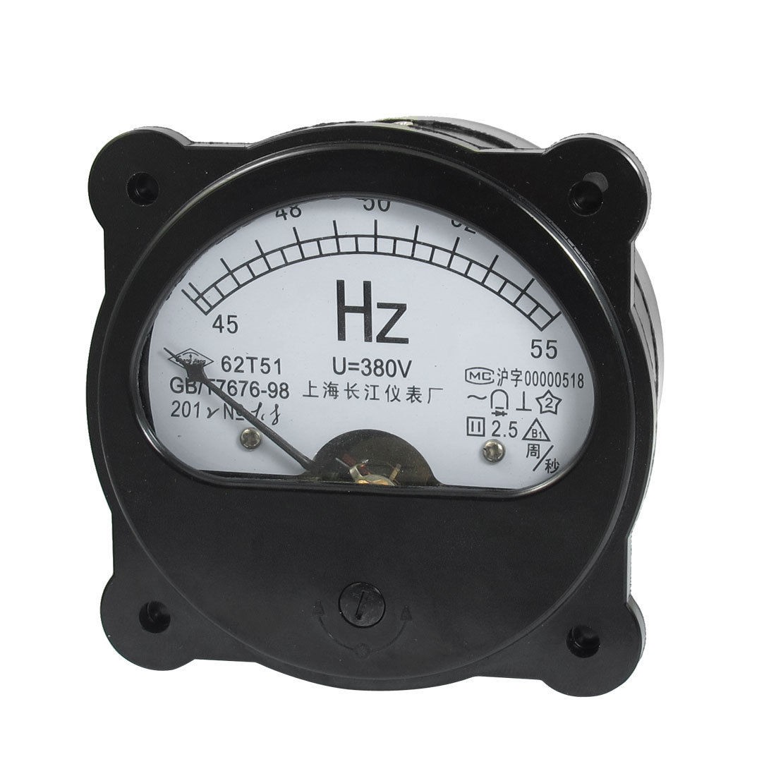 380V 45-55Hz Fine Tuning Dial Panel Analog Frequency Panel Meter Black