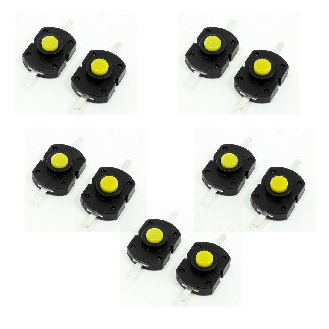 10 Pcs 2 Pin Yellow Torch Push Button Latching Switch AC 125V 3A