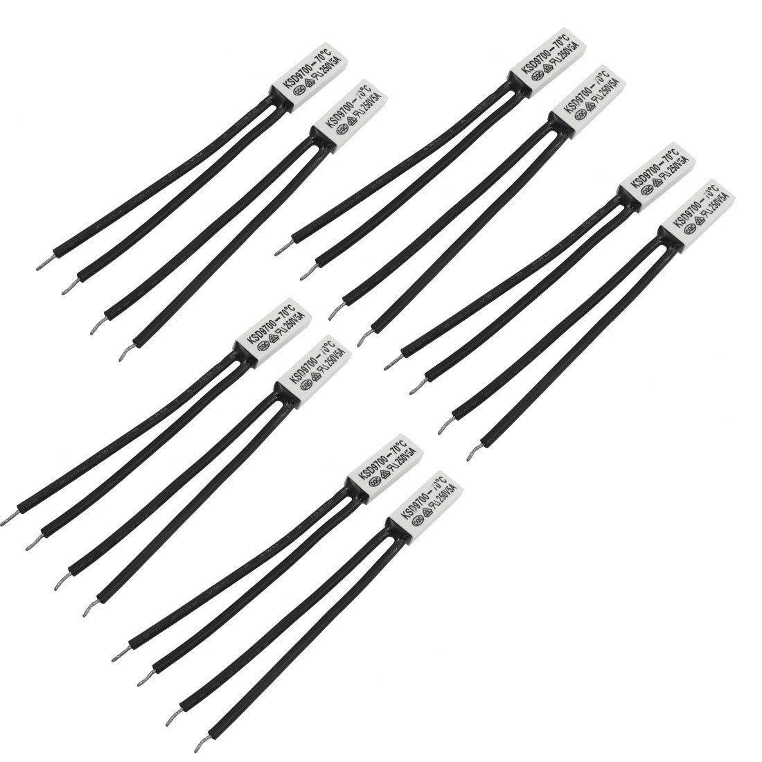 10 Pcs Plastic Head Temperature Switch Thermostat 70C N.O KSD9700