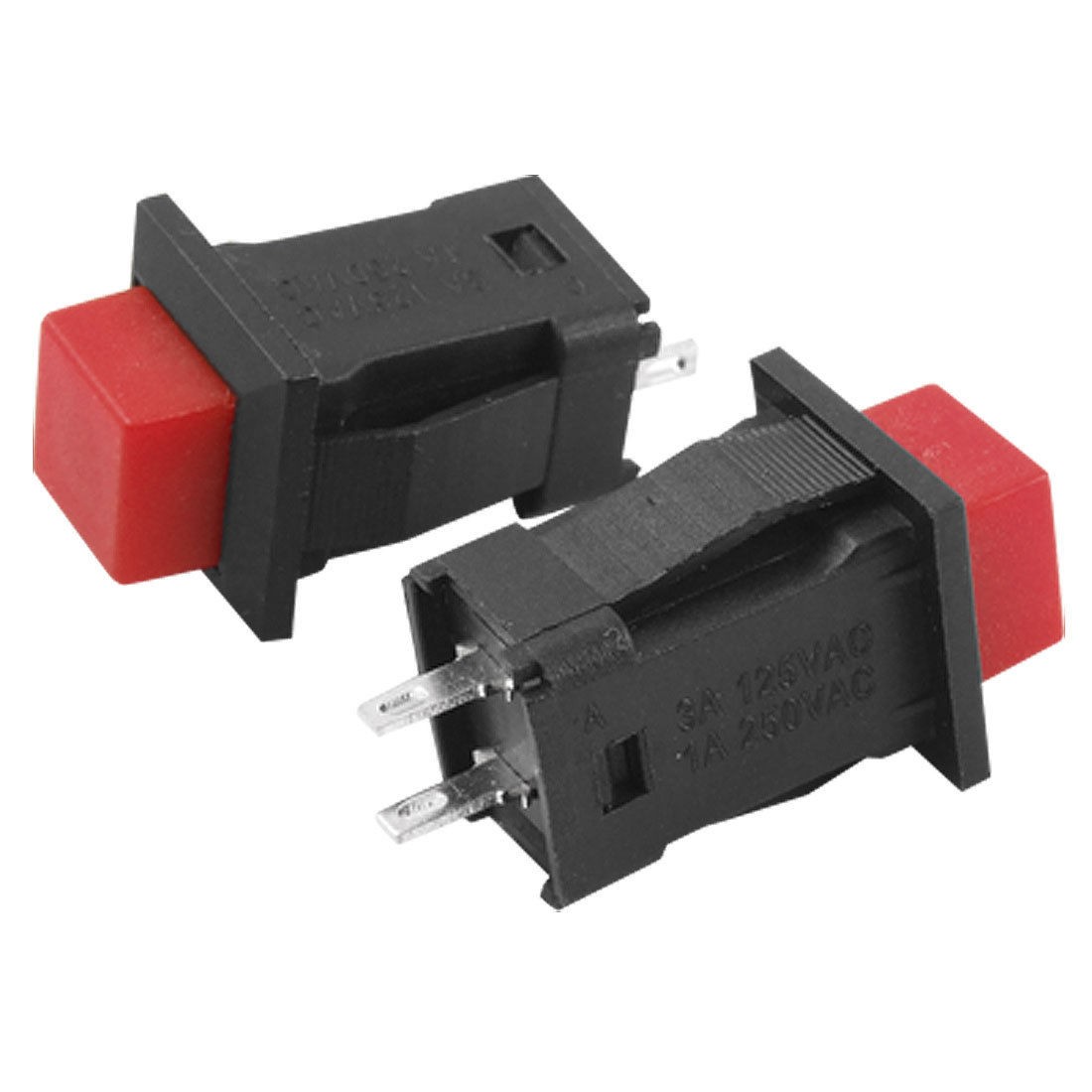 20 Pcs Red Latching Square Push Button Switch N/O SPST AC 125V/3A 250V/1A