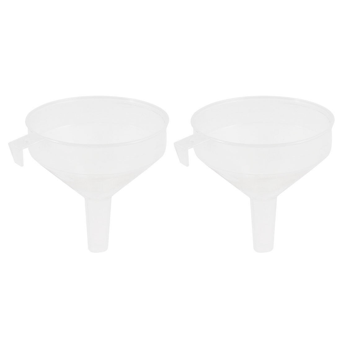 2 pcs 3.5" Diameter Laboratory Measurer Clear White Plastic Filter Funnel