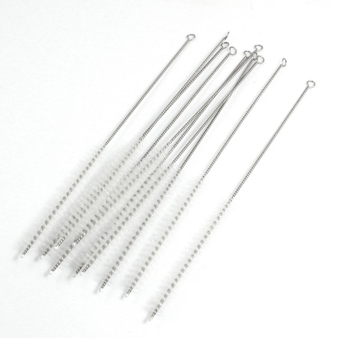 10 x Stainless Steel Twist Handle Nylon Test Tube Cleaning Brush White
