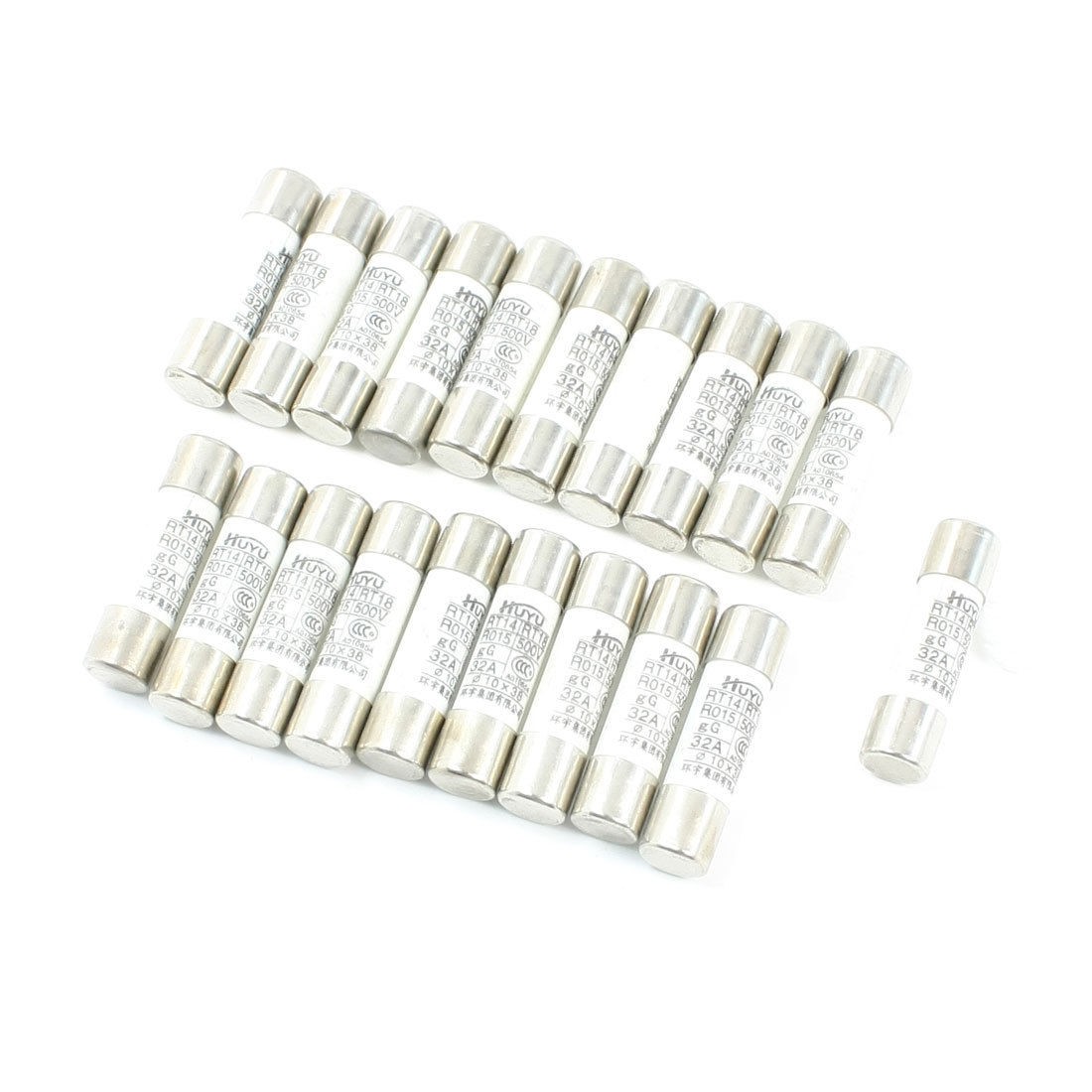 20 Pcs 500V 32A 10 x 38mm Cylindrical Ceramic Tube Fuses Link RT14 RT18 RO15