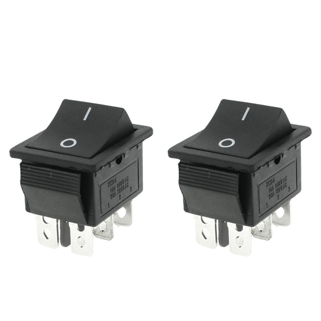 250V/15A 125V/20A AC Momentary ON/OFF DPDT Rocker Switch 2 Pcs