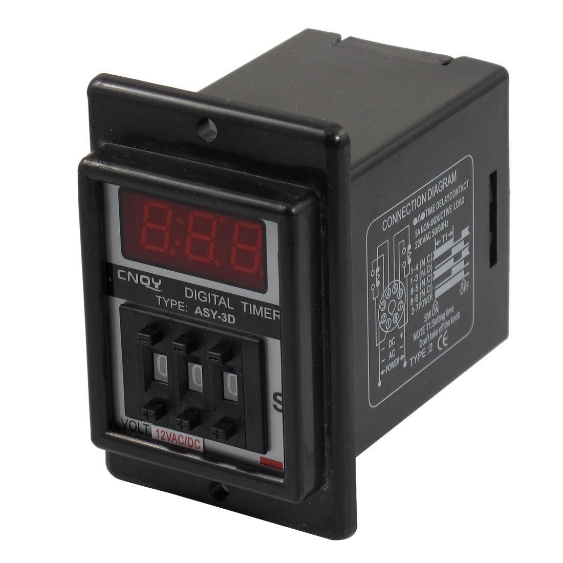 AC/DC 12V 0.1-99.9 Second Digital Timer Time Delay Relay Black 8 Pin ASY-3D