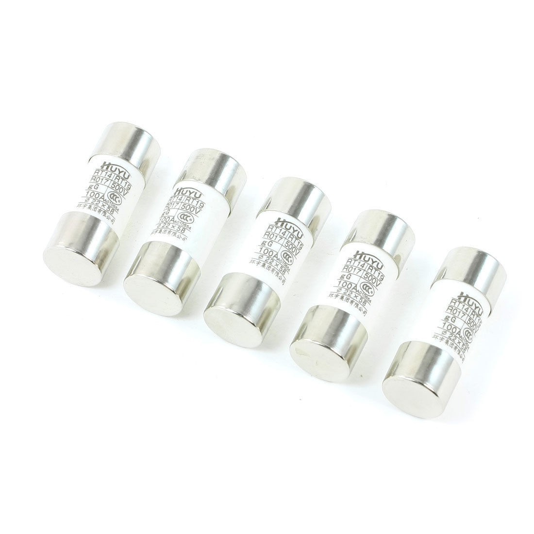 5 Pcs 500V 100A 22 x 58mm Cylindrical Ceramic Tube Fuses Link RT14 RT19 RO17