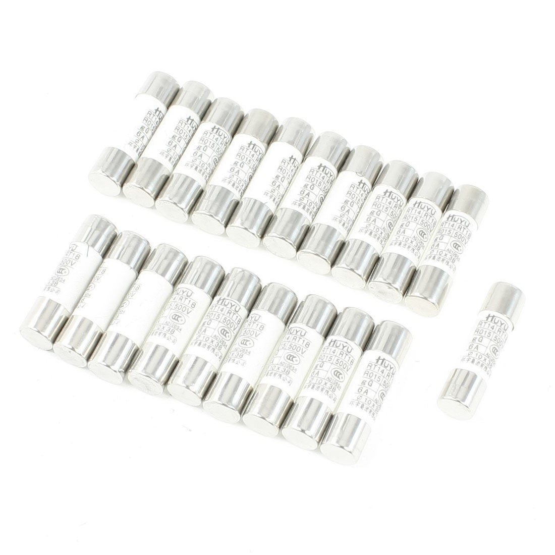 20 Pcs 500V 6A 10 x 38mm Cylindrical Ceramic Tube Fuses Link RT14 RT18 RO15