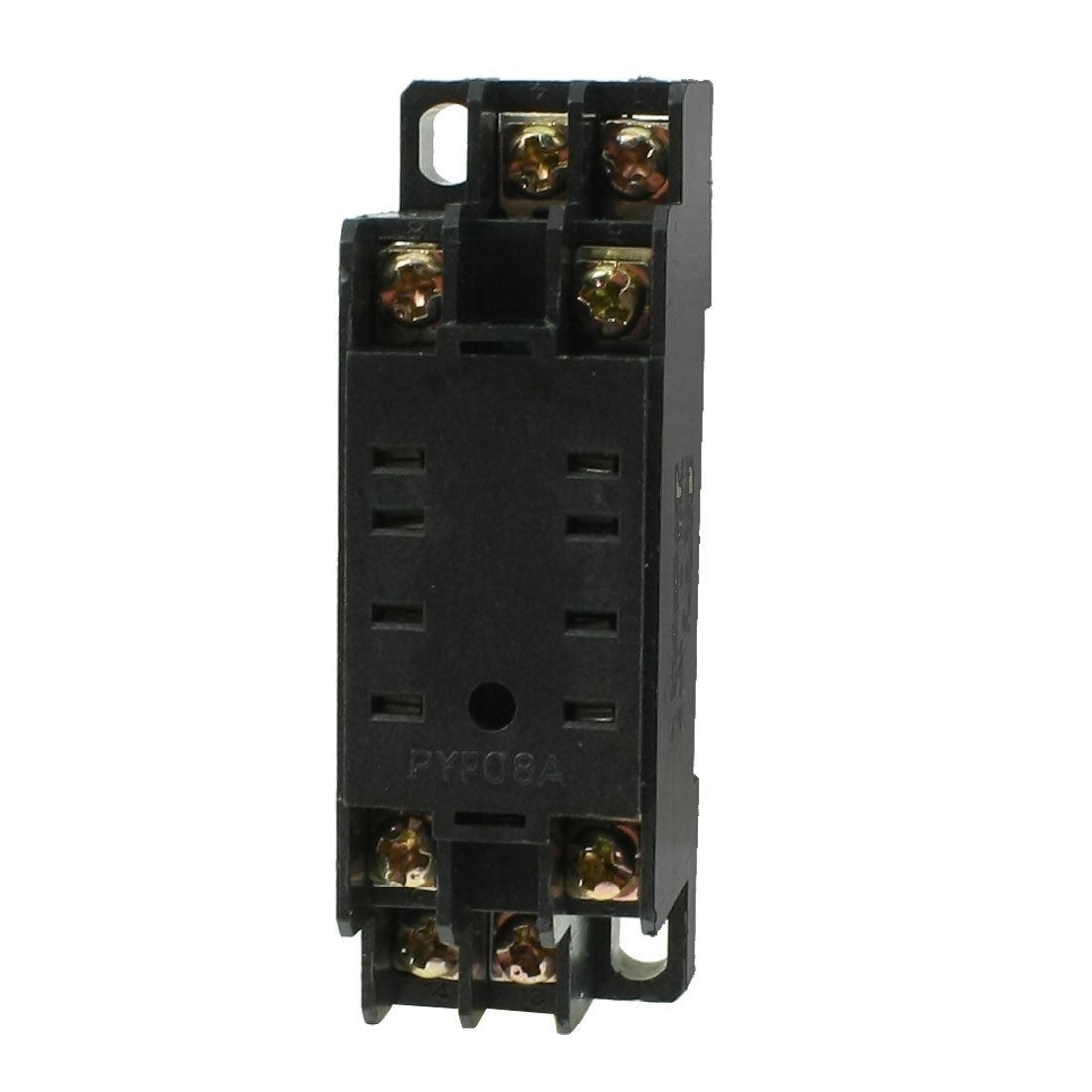 PYF08A 8P Screw Terminal Relay Socket Base DIN Rail Black