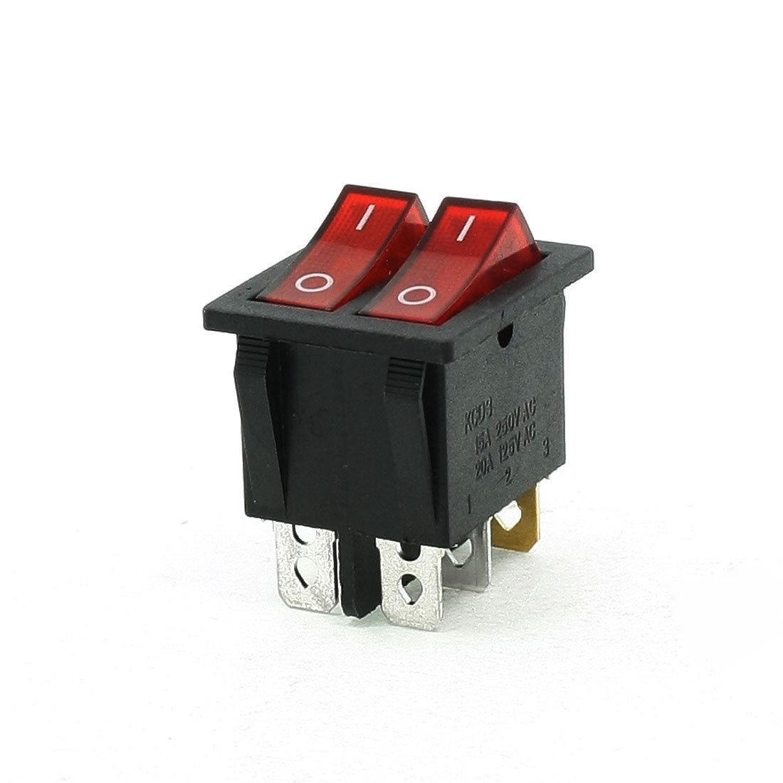 AC 250V/15A 125V/20A 6 Pin SPST On/Off Neon Light Rocker Switch
