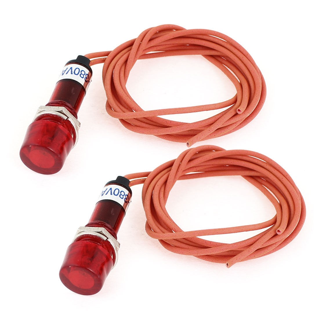 2 PCS AC 380V 23.6" Long Cable Red Light Water Heater Indicator Lamp