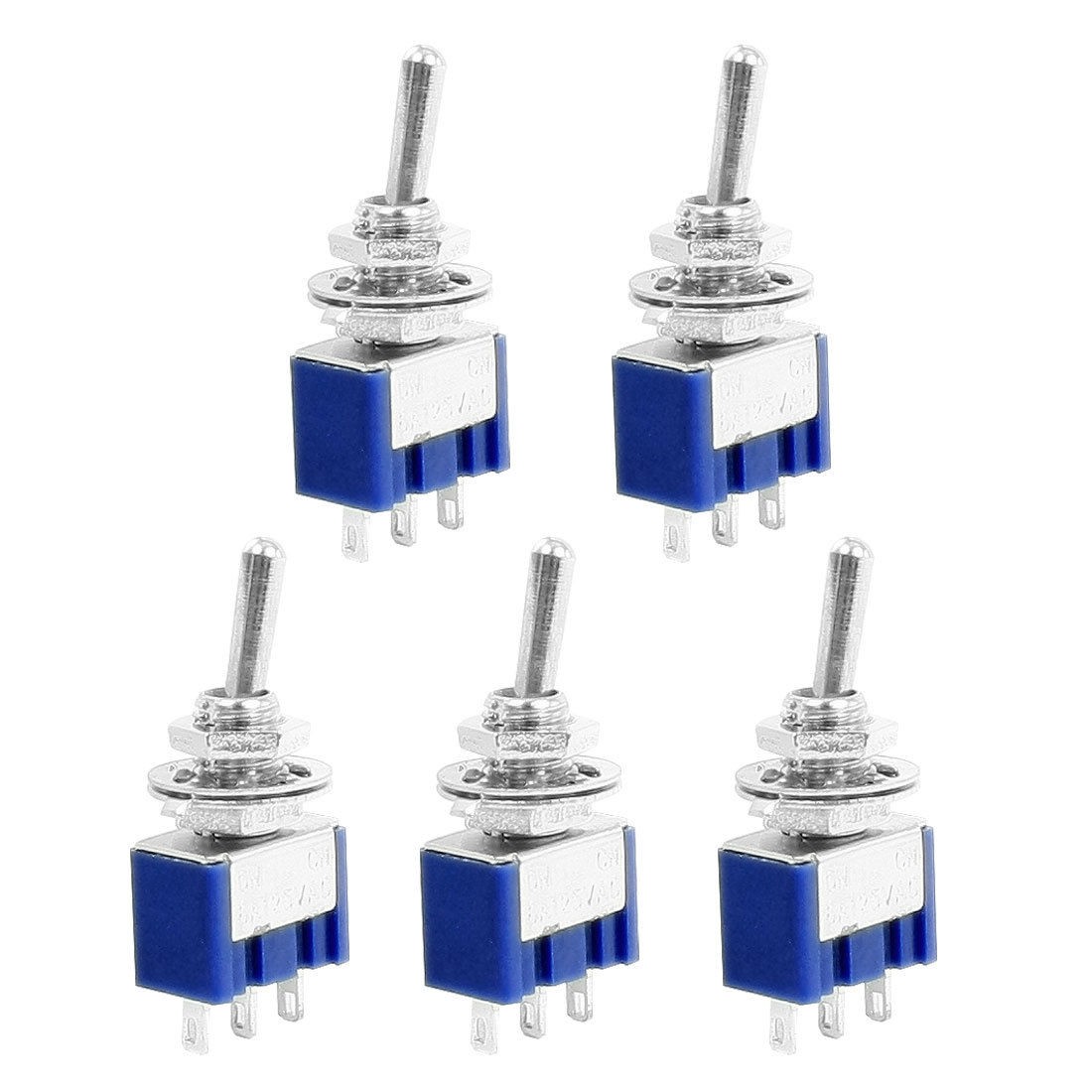 5 Pcs ON/ON Double Poles Dual Throws 3-Terminals Toggle Switch 6A 125VAC