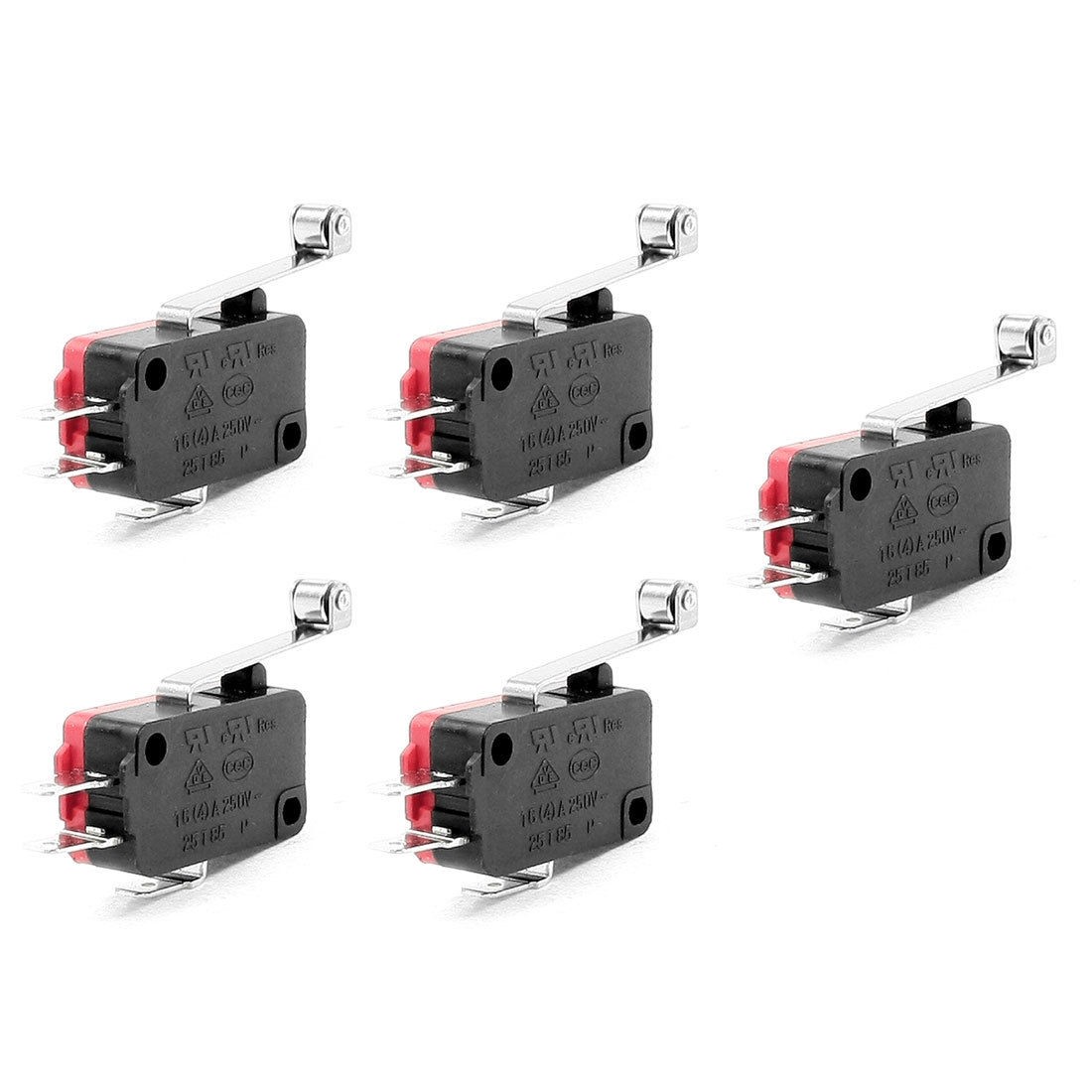 5 Pcs Miniature Micro Limit Switch Long Hinge Roller Lever Arm SPDT Snap Action