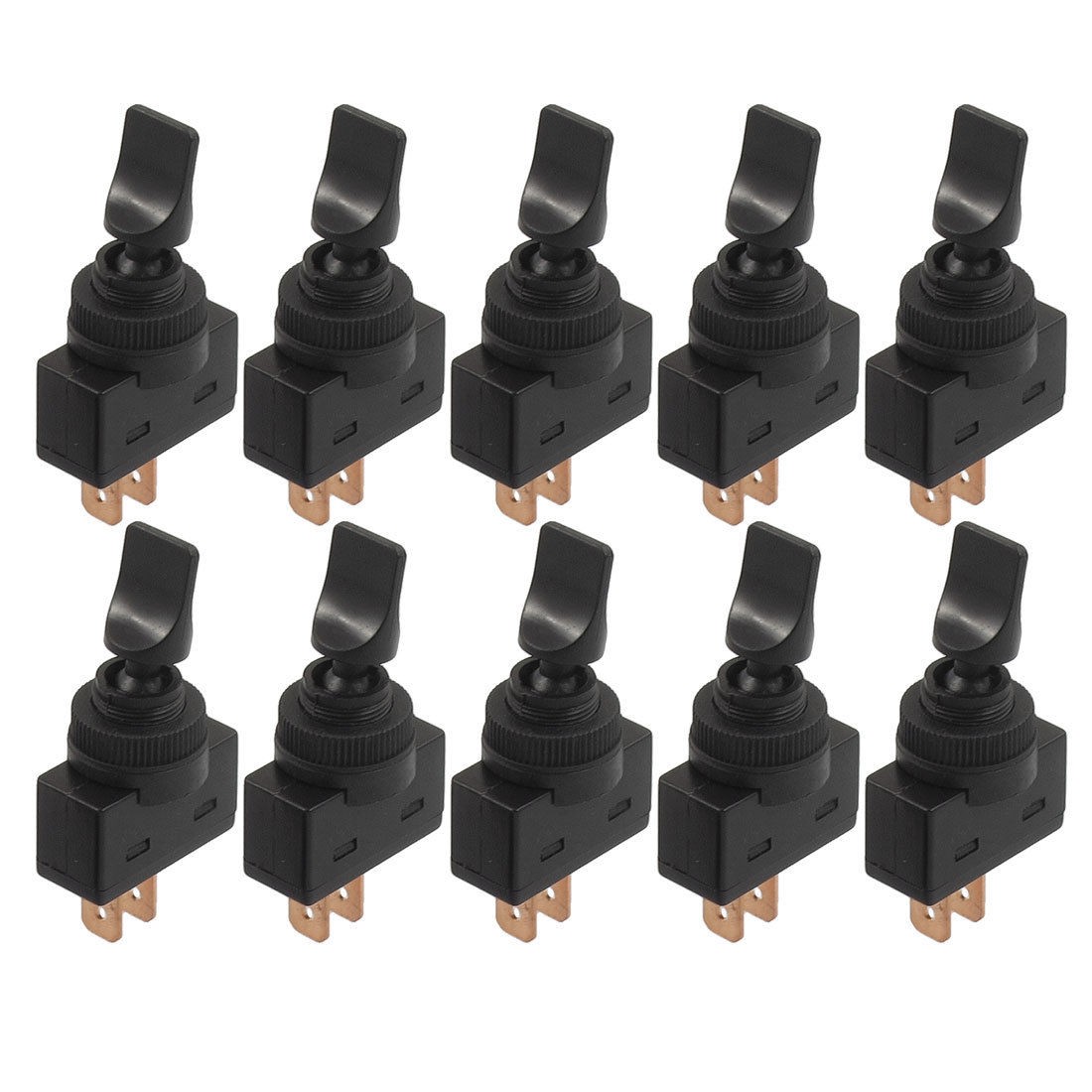 10 Pcs 12VDC 20A 2 Pin ON/OFF 12mm Mounting Thread Dia. Black Toggle Switch
