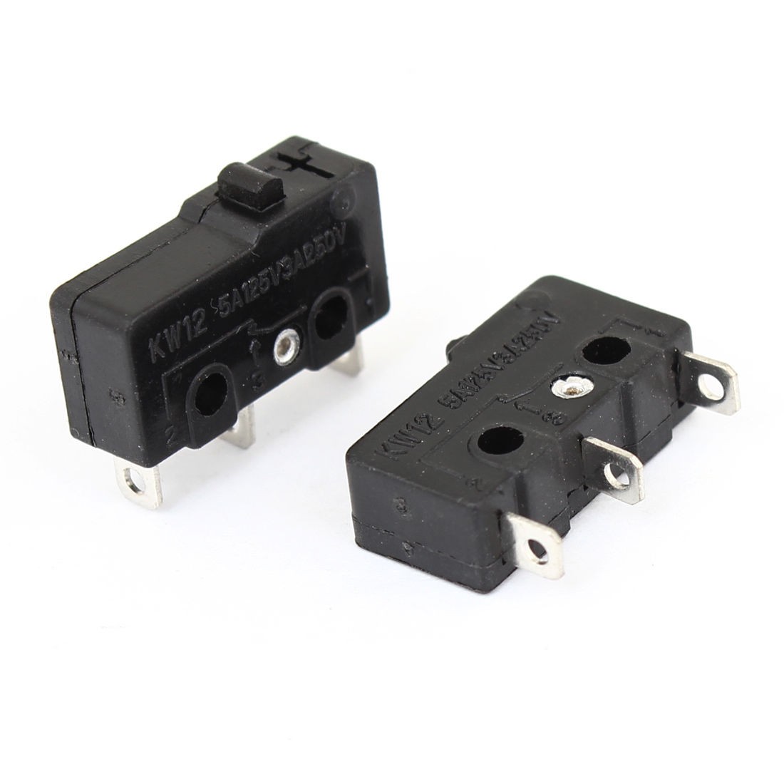 KW12 3Pins Black Push Button Actuator Micro Limit Switch 2 Pieces