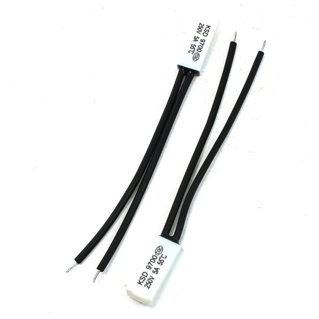 2 Pcs KSD9700 250V 5A 55 Celsius NC Plastic Thermostat Temperature Switch