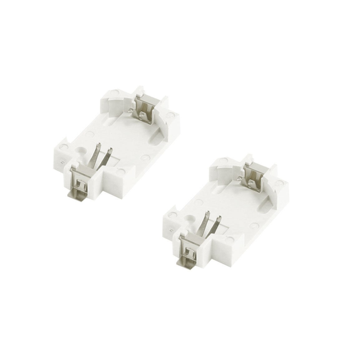 2 x Off White Plastic Button Coin Cell Battery Socket Holder for CR2032