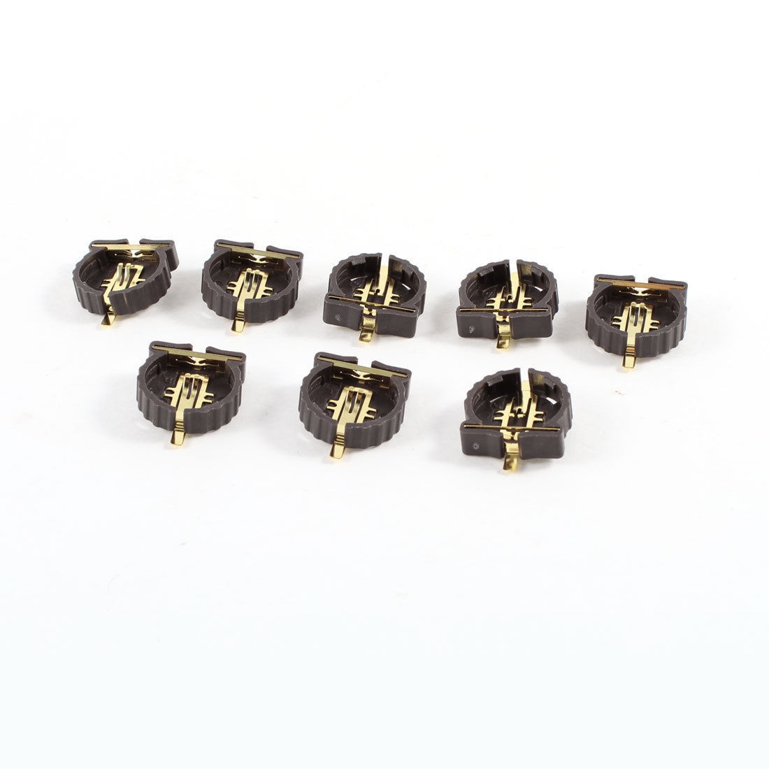 8 x Brown Plastic Button Coin Cell Battery Sockets Holder for CR1220
