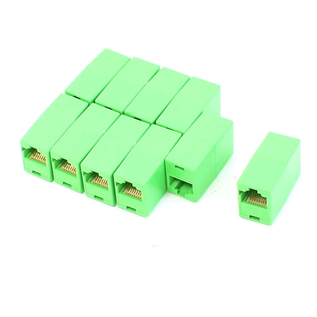 10 Pcs RJ45 8P8C Ethernet Network F/F Inline Coupler Connector Adapter Green