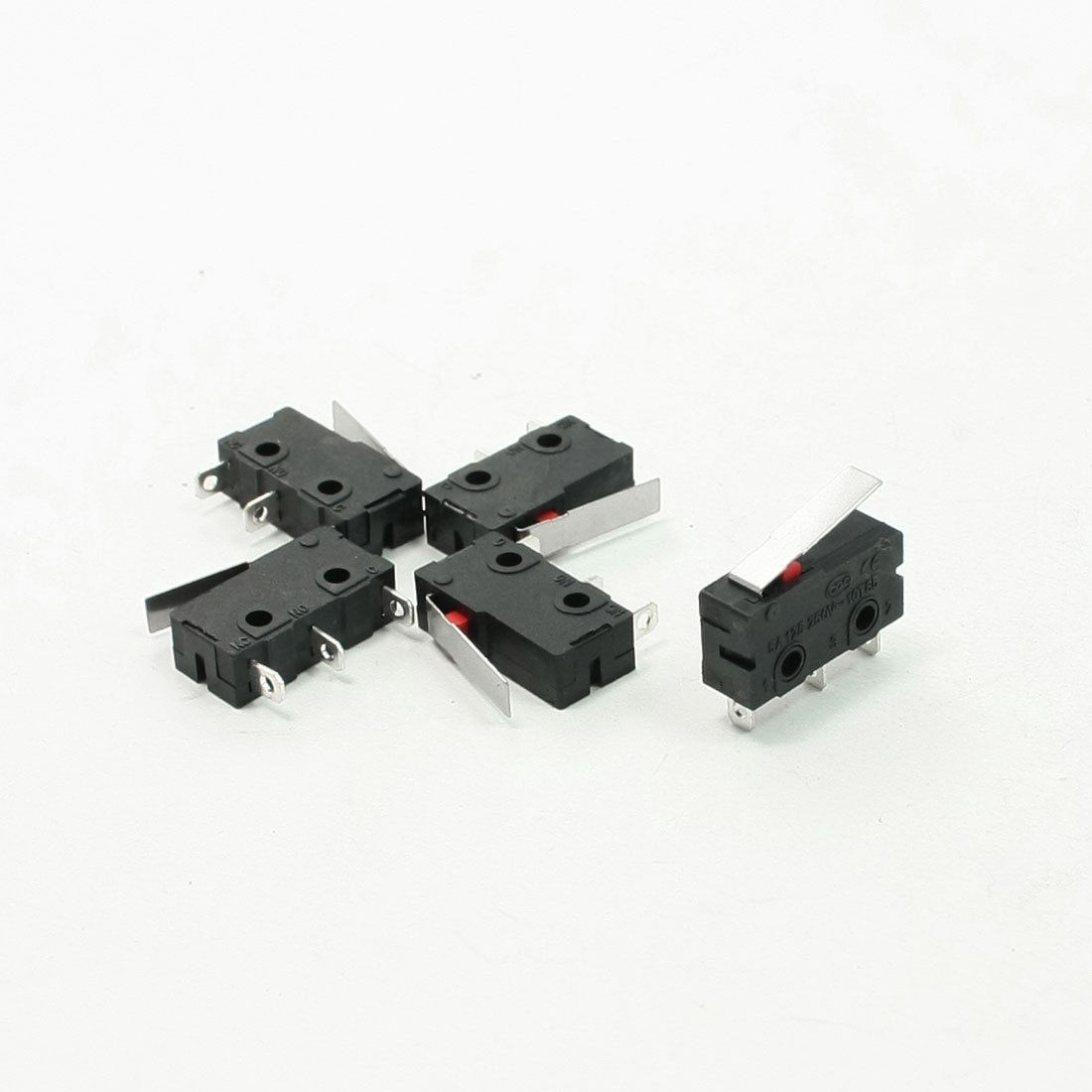 5 Pcs AC 125V 5A SPDT Short Straight Hinge Lever Miniature Micro Limit Switch