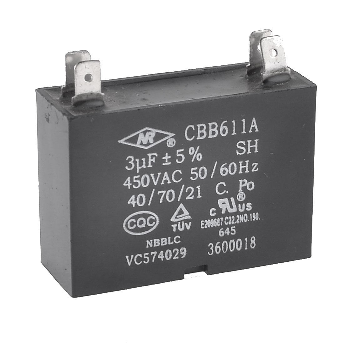 AC 450V 3uF 4 Terminals Air Conditioner Motor Capacitor Black