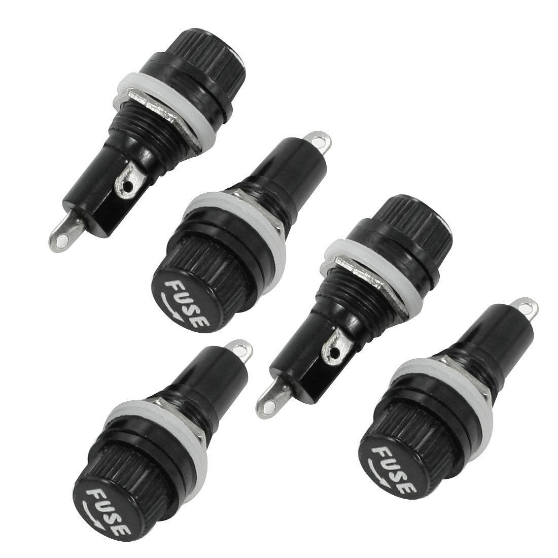 5 Pieces Panel Mounting 5 x 20mm Fuse Holder w Locking Nut Black