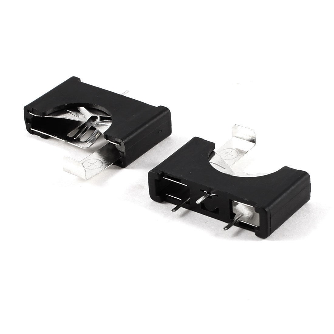 2PCS Plastic Shell CR2025 Button Cell Battery Socket Holder Case Black