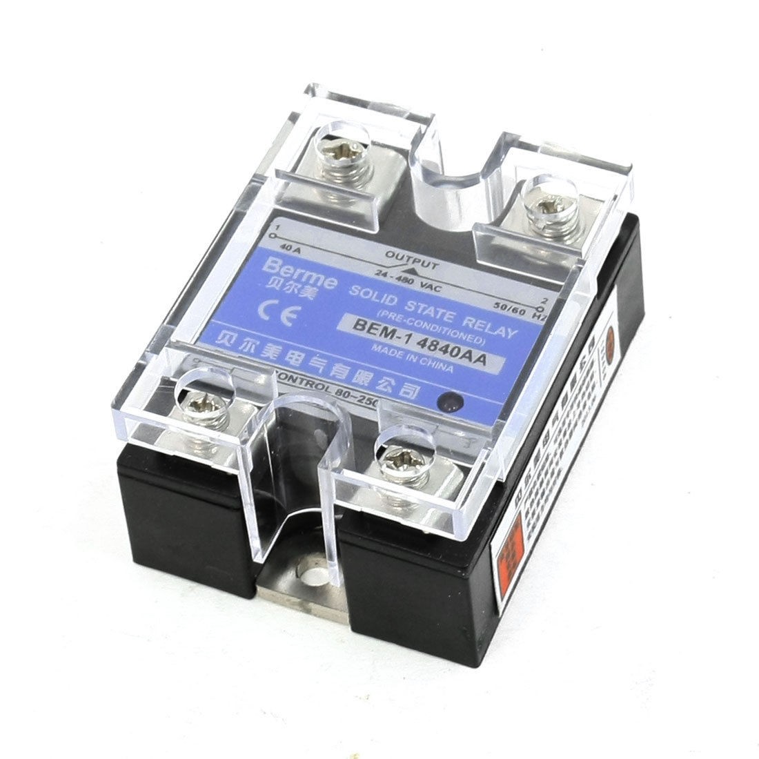 AC to AC Transparent Cover Single Phase Solid State Relay 40A 24-480V 80-250V