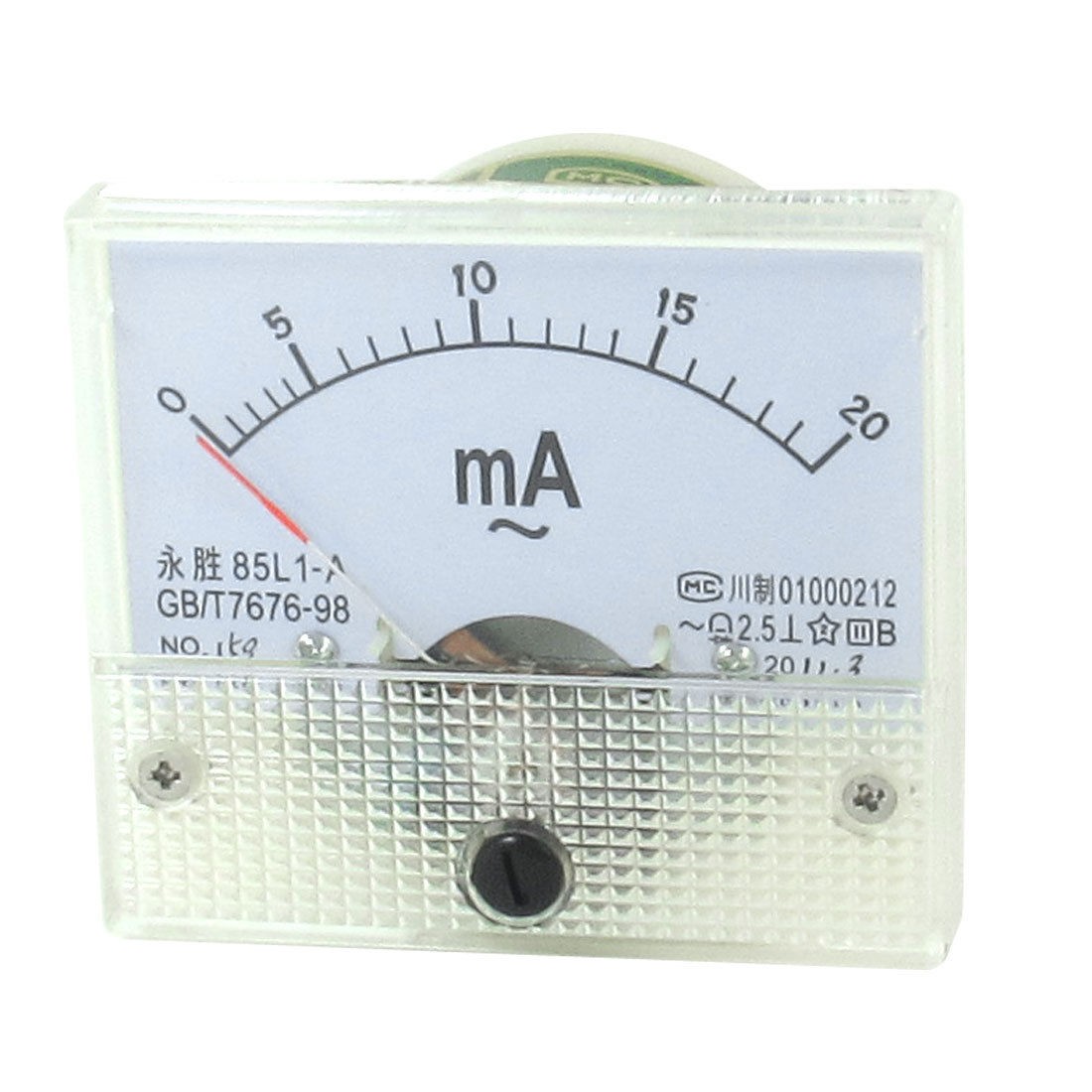 Class 2.5 85L1-A AC 0-20mA Rectangle Analog Ampere Meter Ammeter