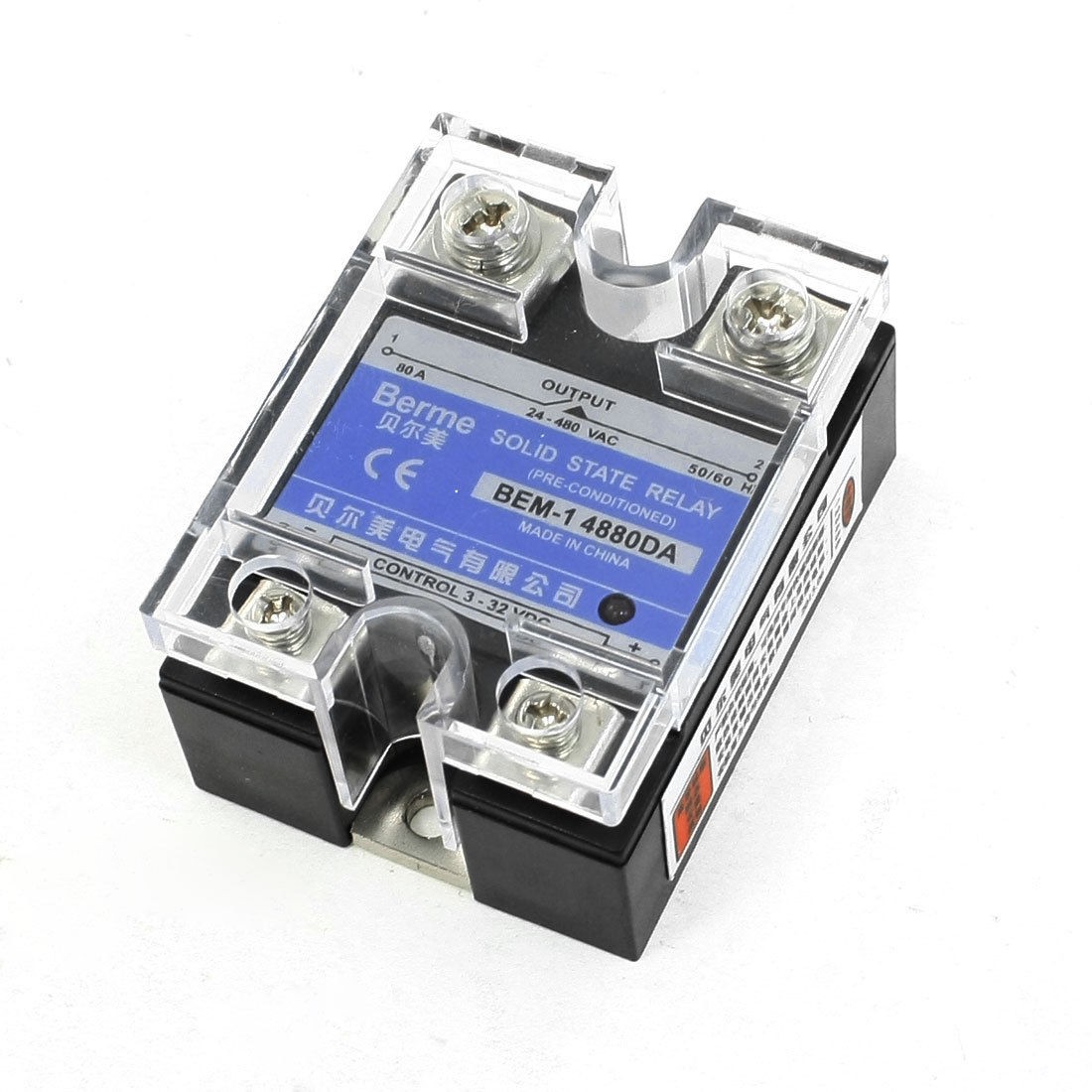 Fluted Side LED Indicator Light DC/AC Solid State Relay 80A 24-480VAC 3-32VDC