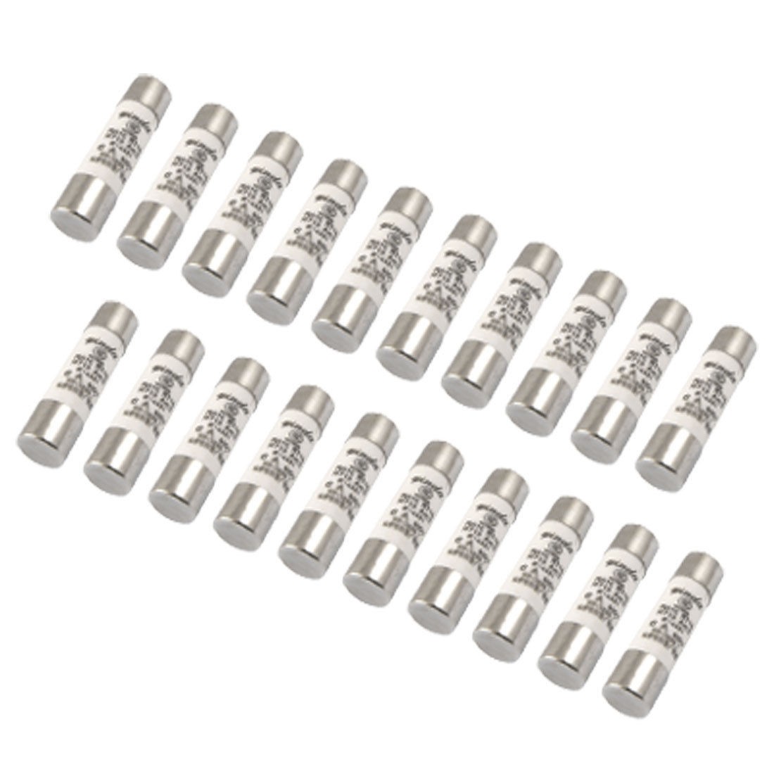 6A 500V 13x50mm Cylinder Contact Cap Ceramic Fuse 20 Pcs