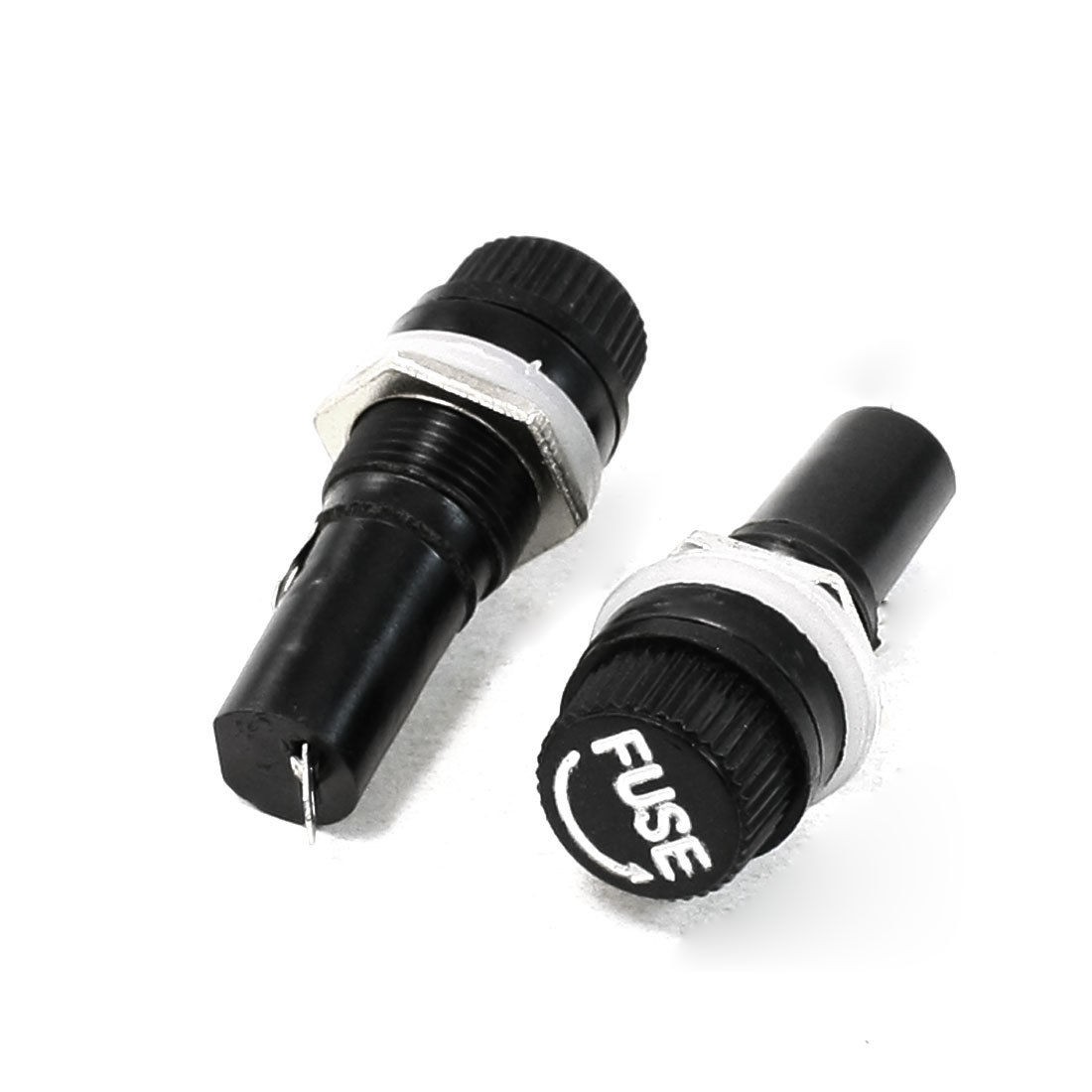 2 Pcs Panel Mounting 6 x 30mm Fuse Holder w Locking Nut Black