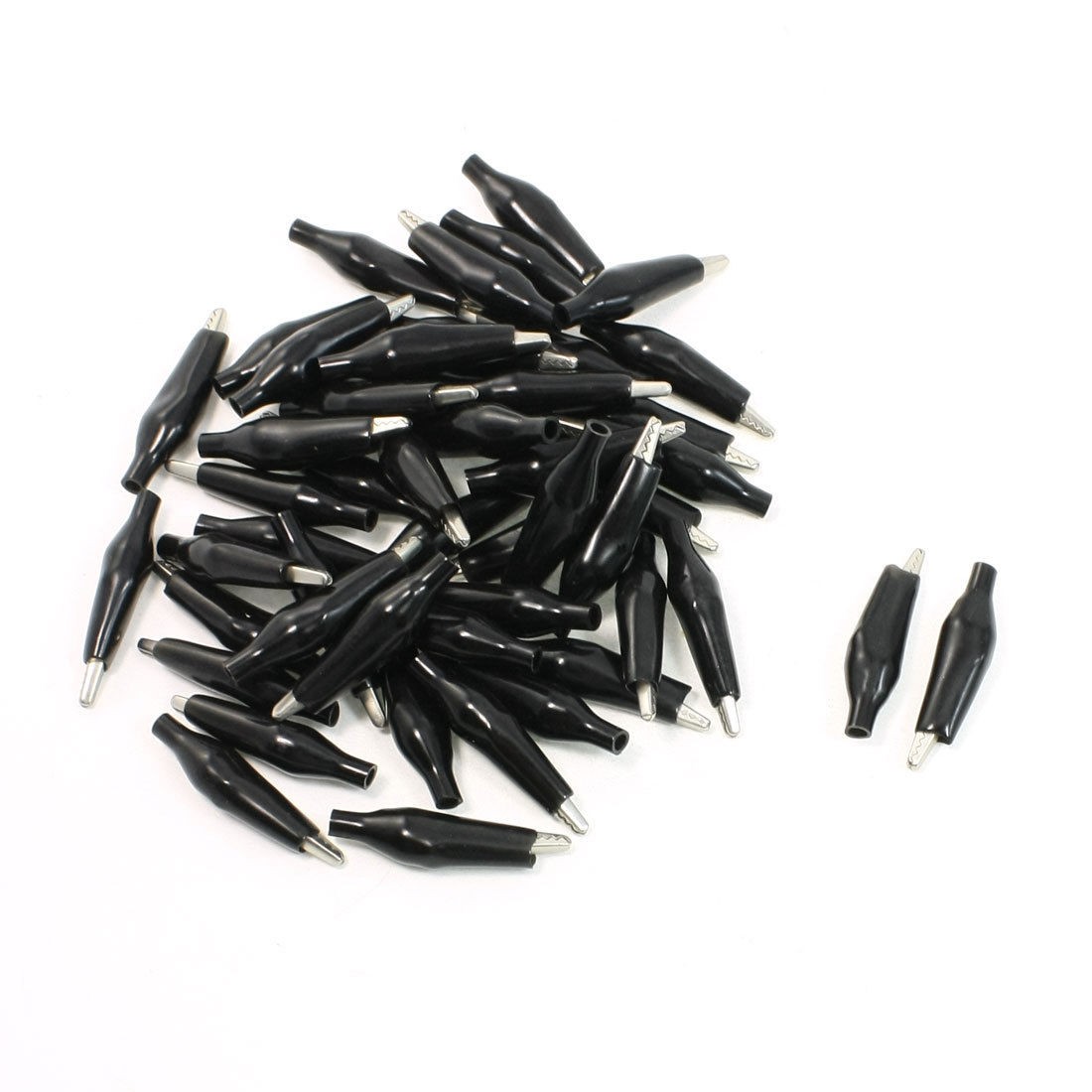 50 Pcs 35mm Alligator Clip Battery Clamp Terst Probe Black