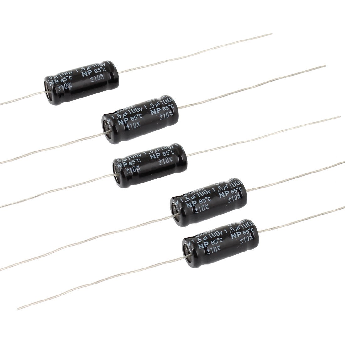 5 Pcs 1.5uF 100V 85C Aluminum Electrolytic Capacitor 8mmx20mm