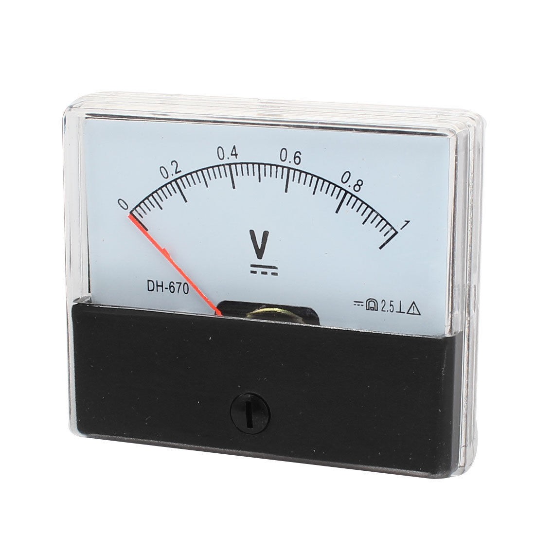 DC 0-1V Rectangle Analog Voltmeter Panel Meter Gauge DH-670 Black