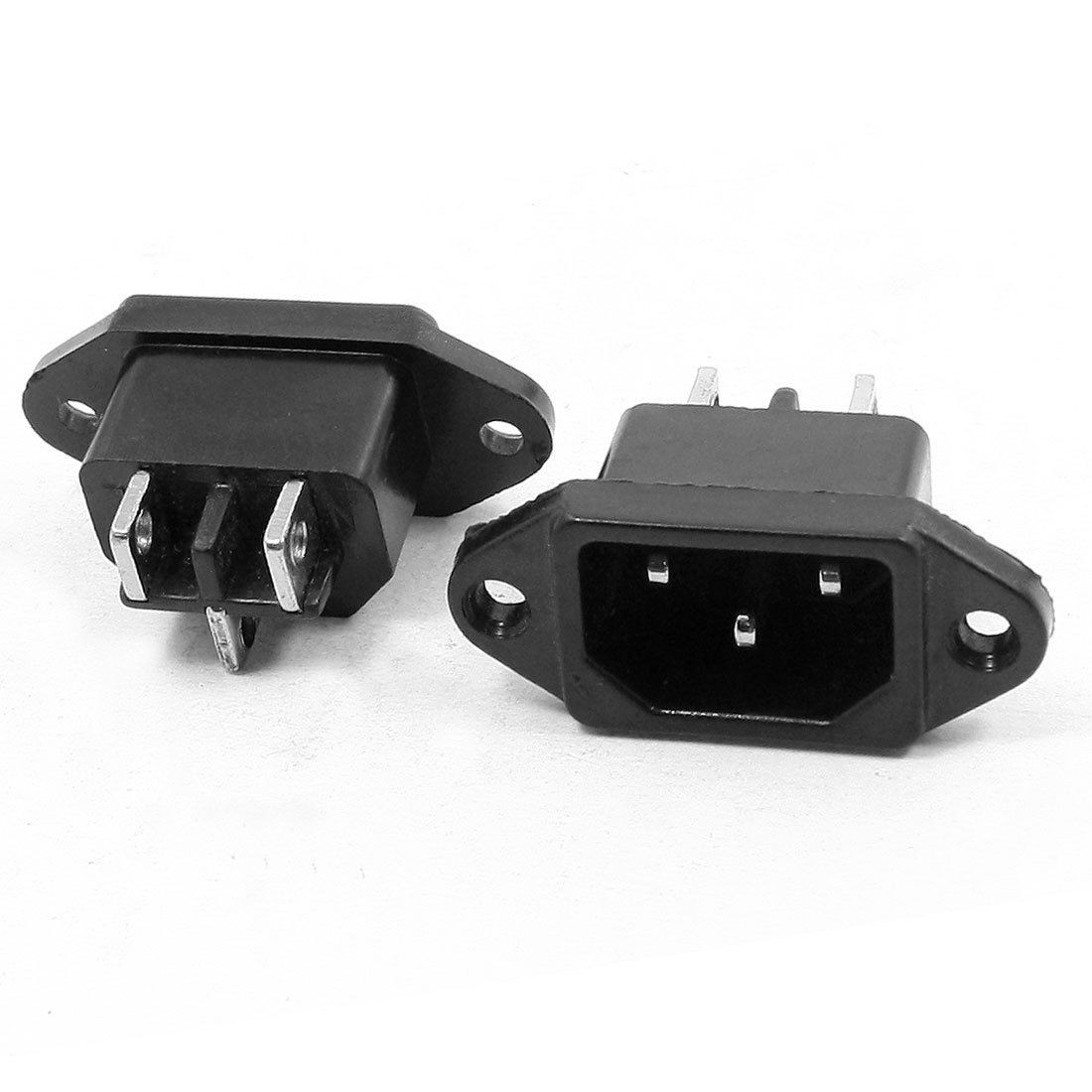 2 Pcs Cooker Part IEC320 C14 Inlet 3 Pin Terminal Black Power Socket AC220V 10A