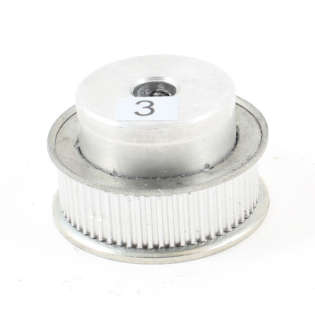 Silver Tone Aluminum Alloy 60 Teeth 8mm Pilot Bore Screwed Timing Pulley