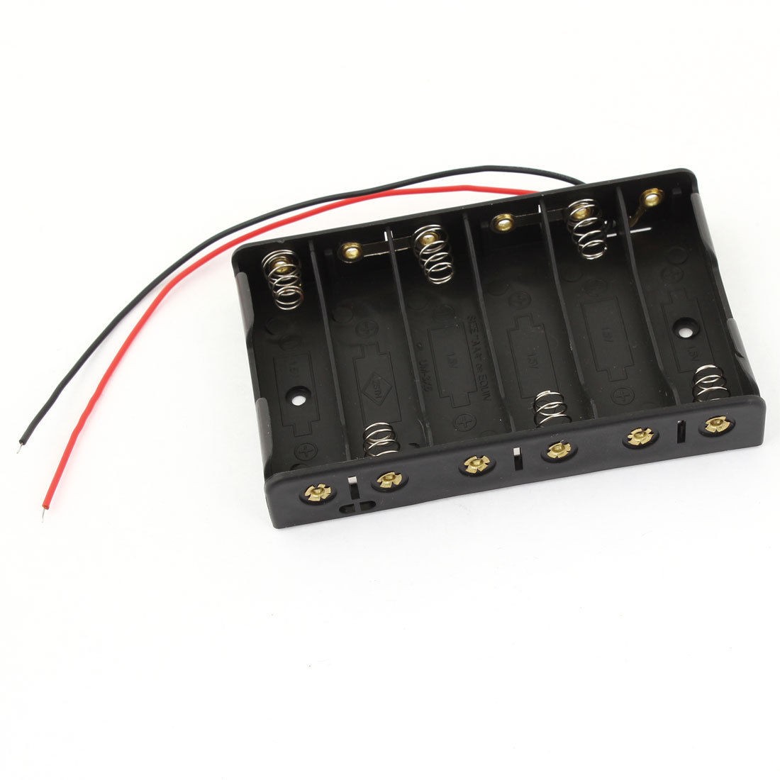 5.9" Wire Leads Black 6 x 1.5V AA Battery Batteries Holder Case