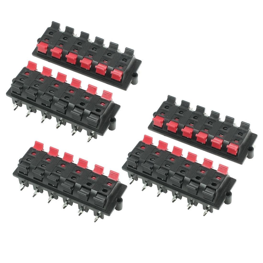 Plastic Casing 2 Pin 12 Position Speaker Terminal Board Red Black 5 Pcs