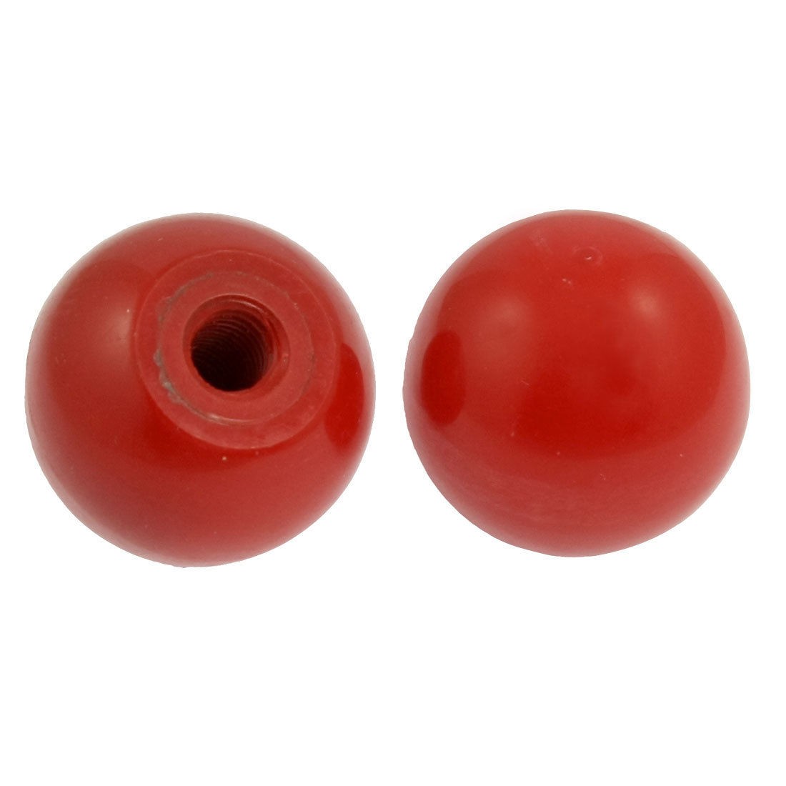 11/32" Thread Hole 1 17/32" Diameter Red Hard Plastic Ball Knob 2 Pcs