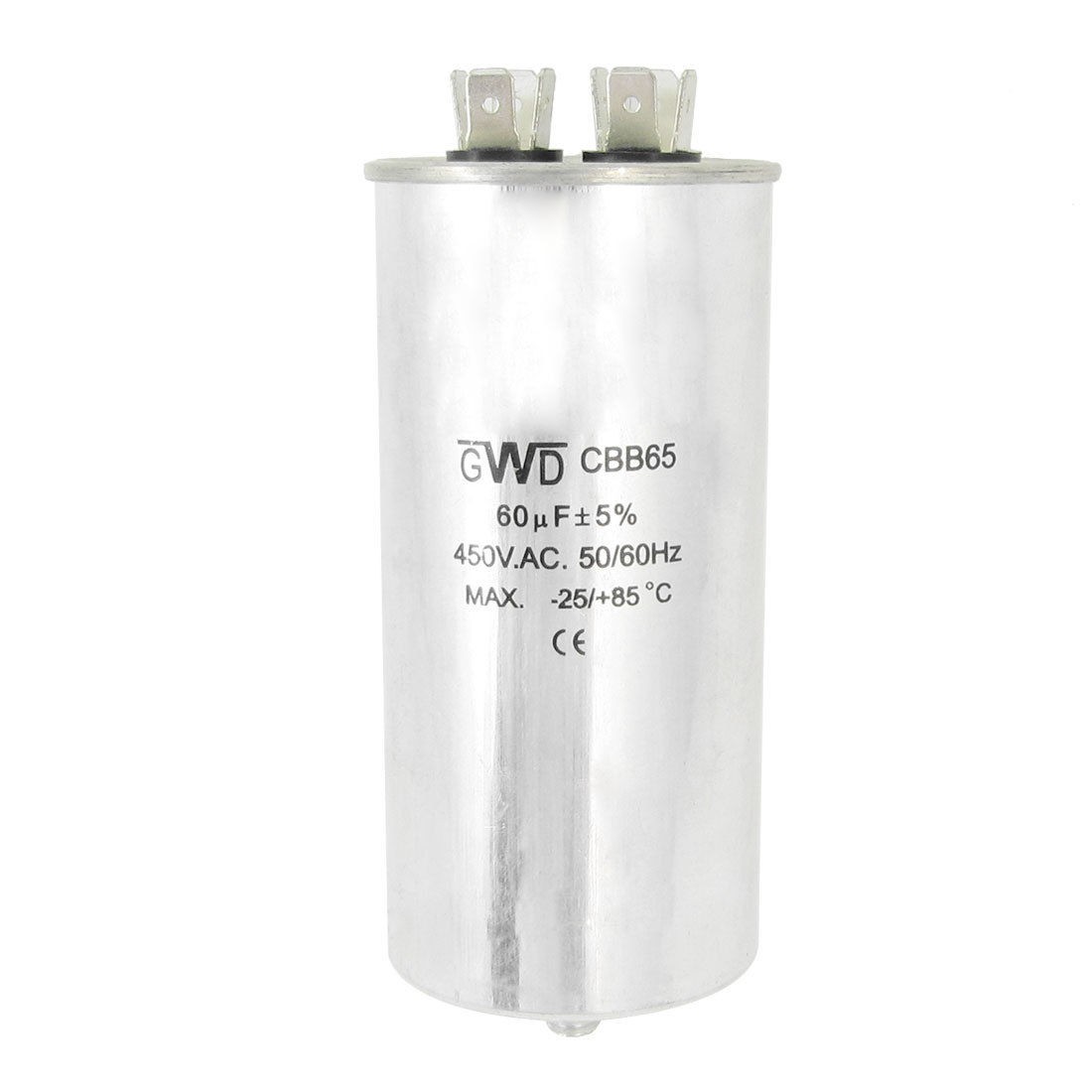 CBB65 AC 450V 50/60Hz 60uF 8mm Thread Polypropylene Film Cylinder Capacitor