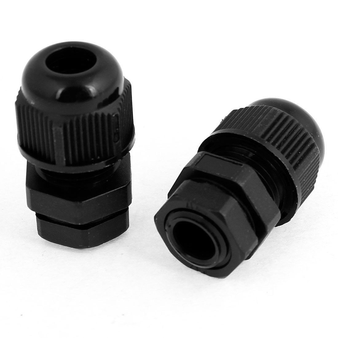 2 Pieces Black Plastic Waterproof Cable Gland Connector Locknut PG7