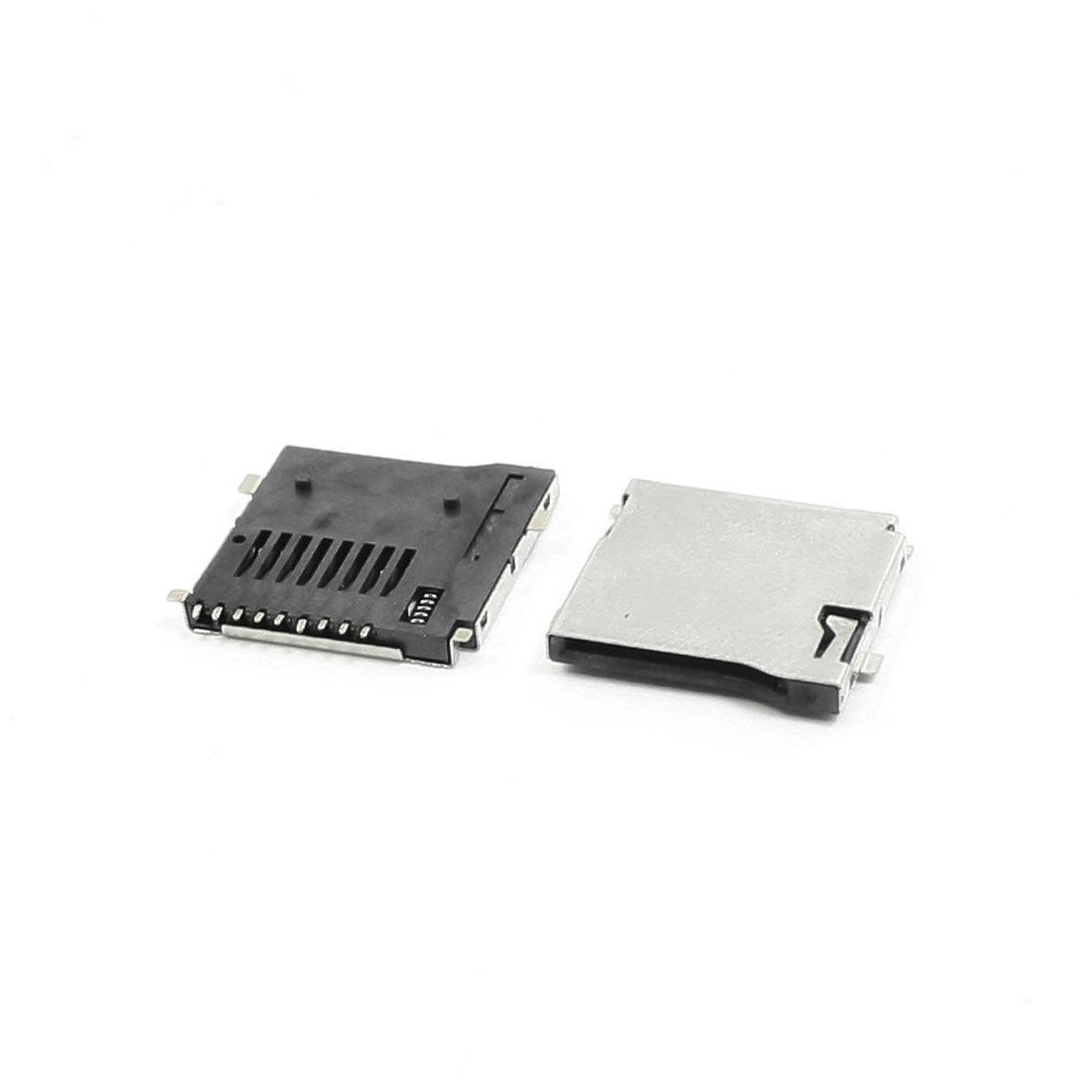 2 Pcs PCB Mount Push-in Push-out Type TF Micro SD Card Sockets for Cell Phone