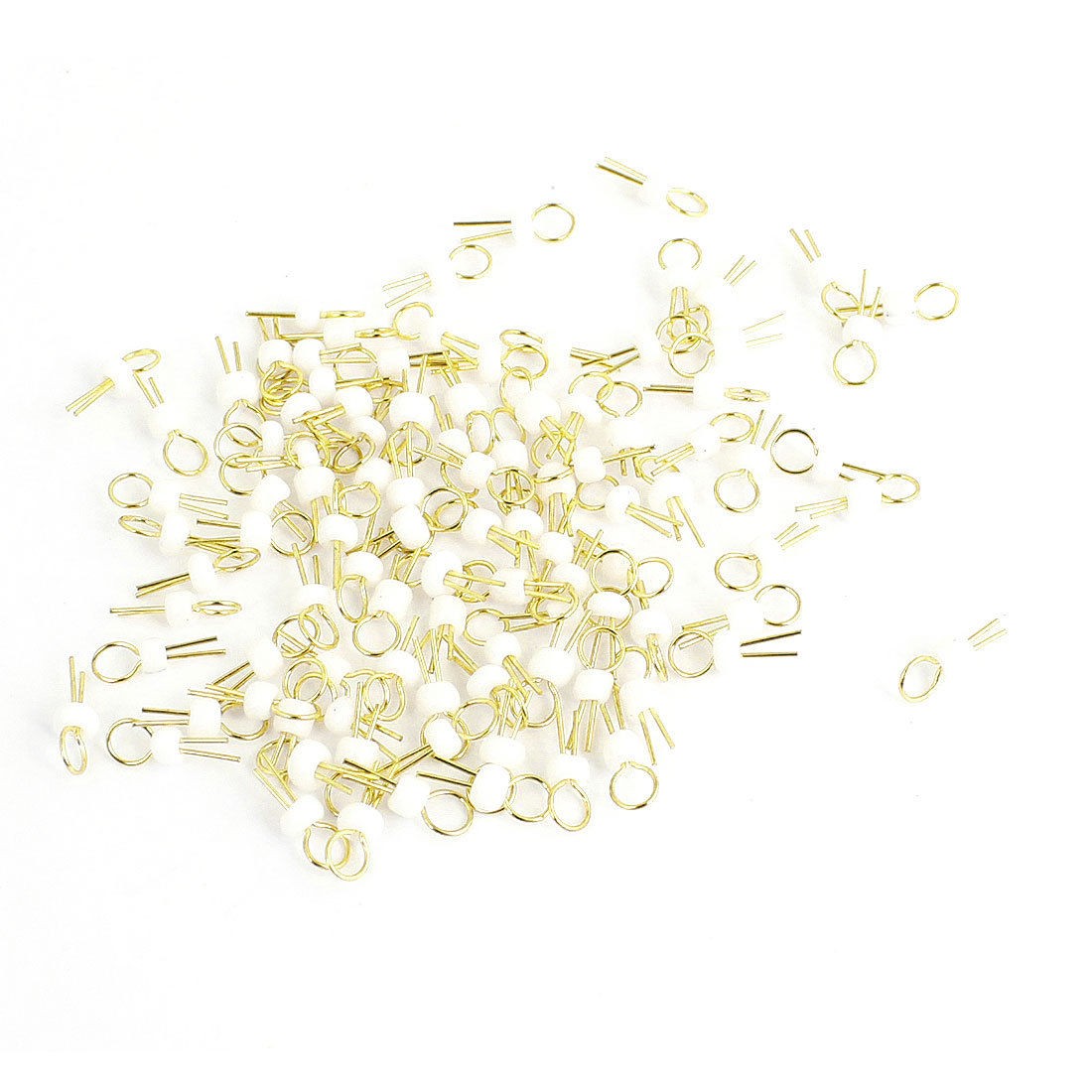 100 Pcs White Ceramic Bead Gold Plated Copper PCB Test Pin Terminals