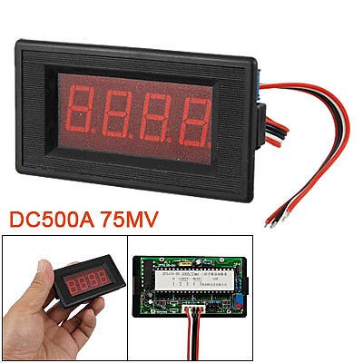 Red LED Display Boat Guage DC 500A 75MV Ampmeter