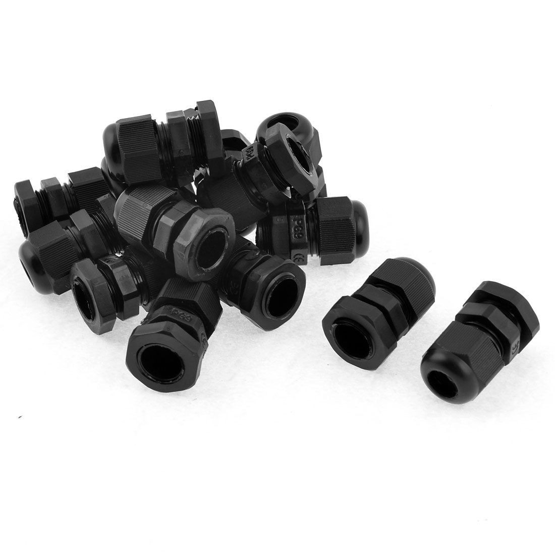 15 Pcs Waterproof PG9 Plastic Cable Glands Fasteners Black